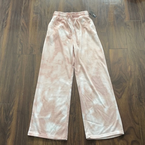 NWT Ardene Pink Tie Dye Wide Leg Joggers/Pants - Picture 5 of 13